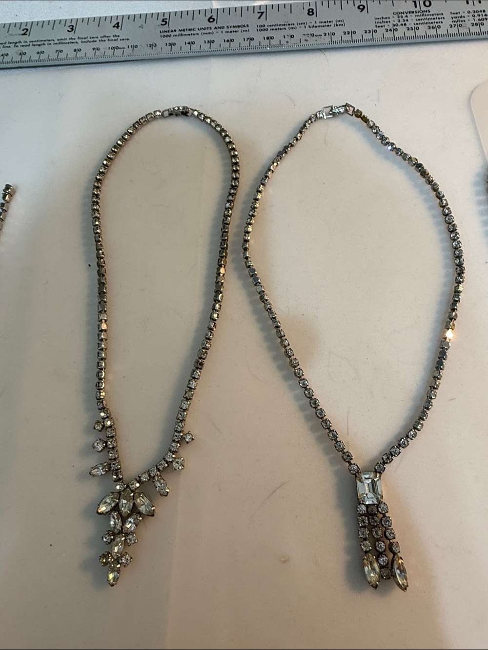 2 Vintage Rhinestone Pendant Necklace ur choice 14” & just over 14”